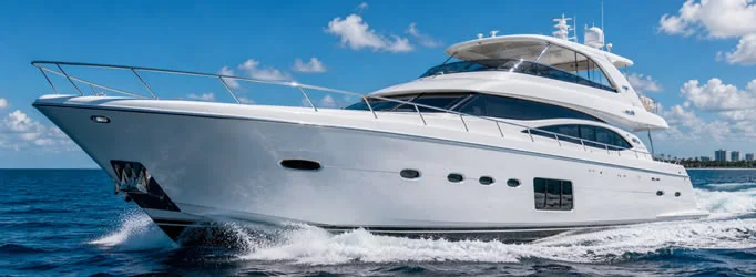 Luxury yacht with protected painted surfaces against Florida marine exposure